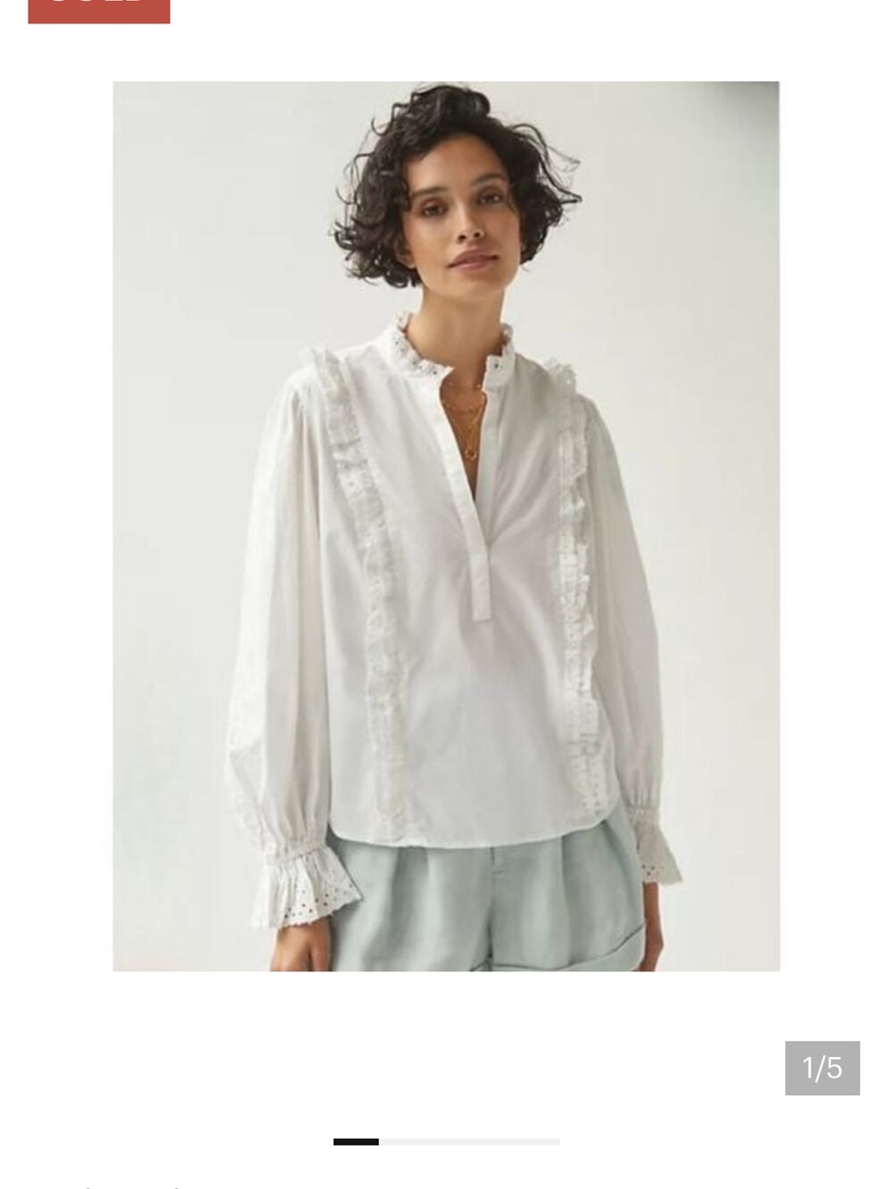 Anthropologie Maeve Ruffled Eyelet Blouse Top White‎ Size XS